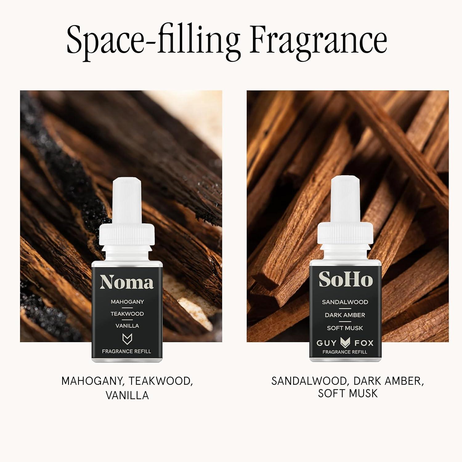 Smart Home Fragrance Diffuser Starter Set - Guy Fox SoHo and Noma Refills - Wi-Fi connected, customizable home scent