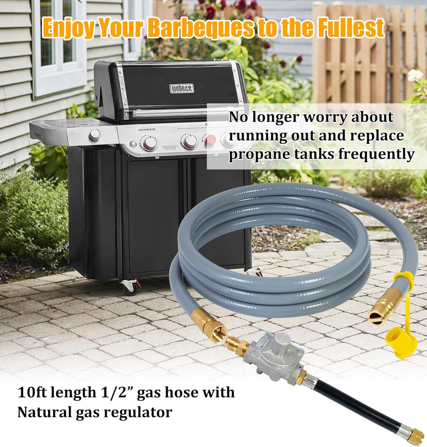 Propane to Natural Gas Conversion Kit Fit for Weber Genesis II 330/335 with NG Regulator, Orifice Kit, and 10' Grill Hose - Convert Your Grill from LP to Natural Gas with an Easy Install!