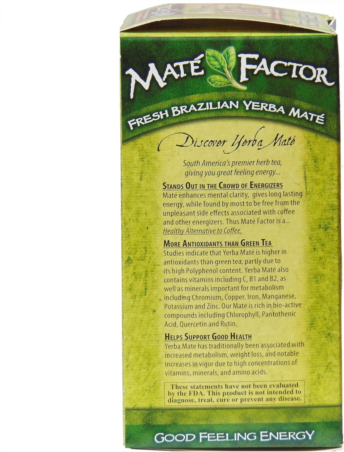 Mate Factor Fresh Green Organic Yerba Mate - Case of 6 - 24 Bags