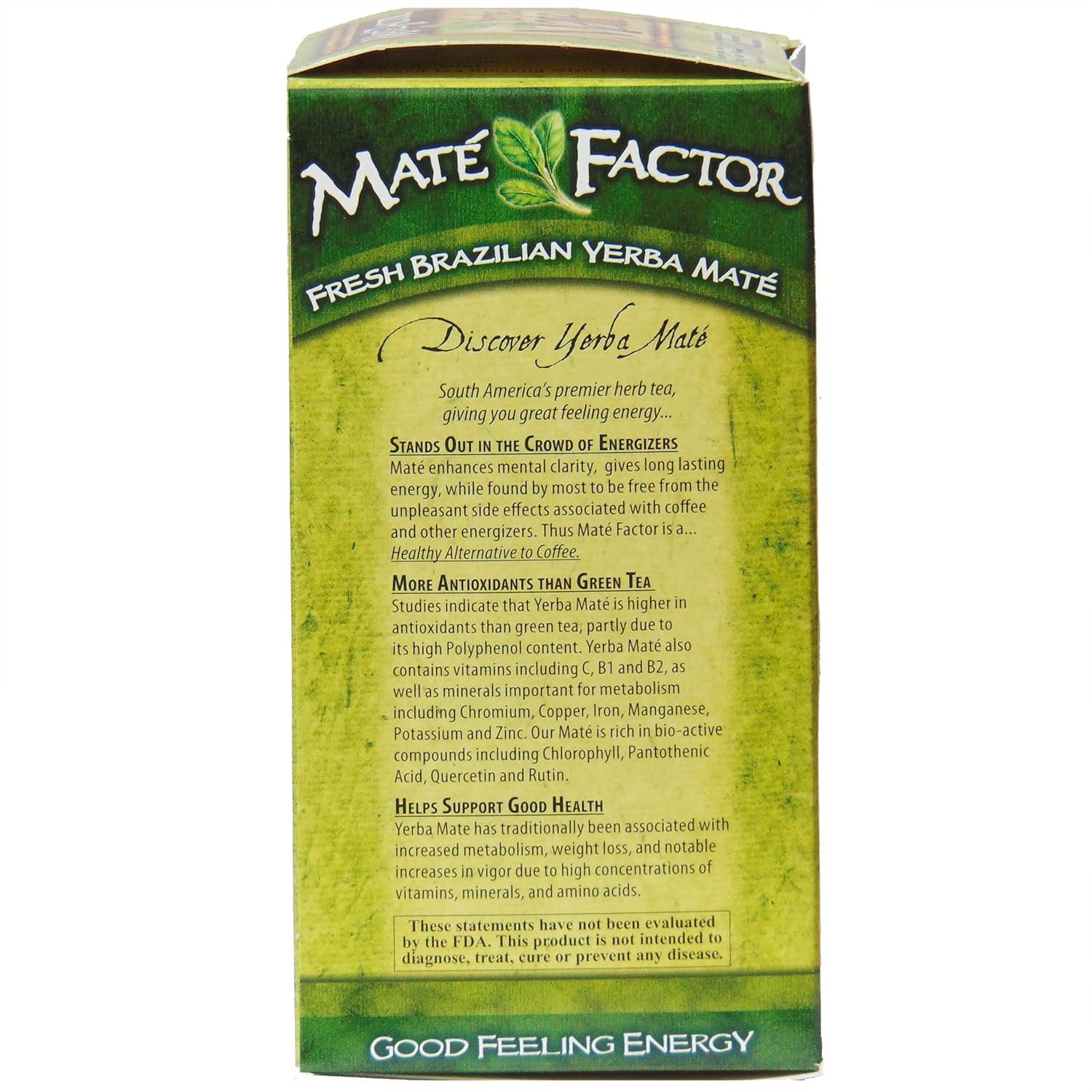 Mate Factor Fresh Green Organic Yerba Mate - Case of 6 - 24 Bags
