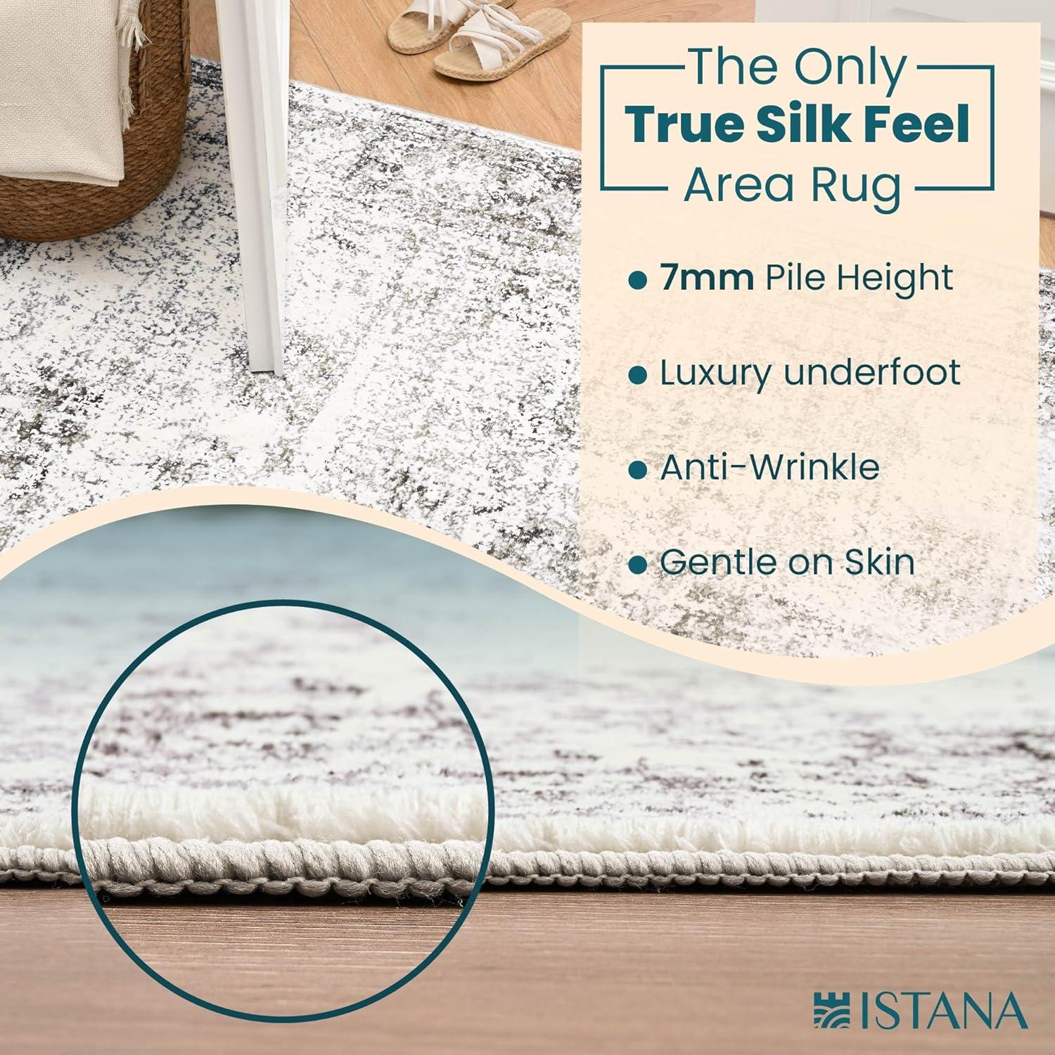 Istana Beige Area Rug 8x10, Machine Washable, Stain Resistant, Foldable, Non-Shedding, Farmhouse Rugs for Living Room, Eco-Friendly