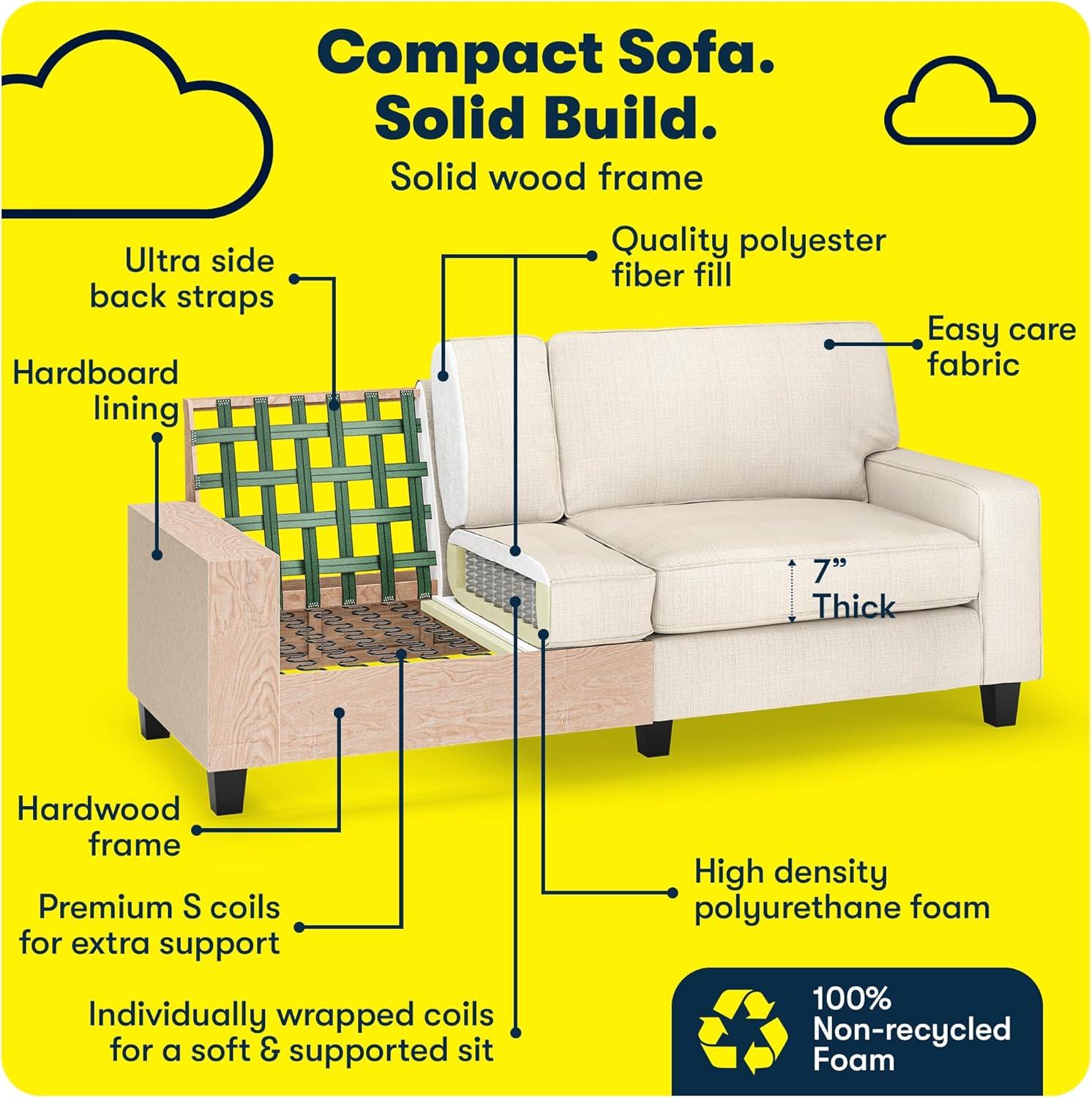 Serta Palisades 78" Track Arm Sofa, Easy Care Fabric, Soft Pillow Back, Pocket Coil Seat Cushions