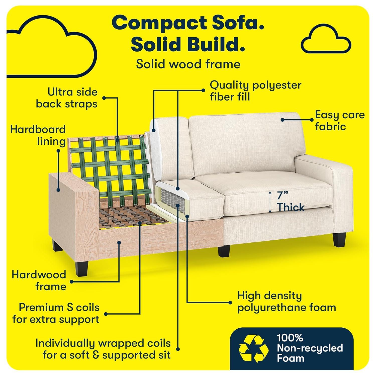 Serta Palisades 78" Track Arm Sofa, Easy Care Fabric, Soft Pillow Back, Pocket Coil Seat Cushions