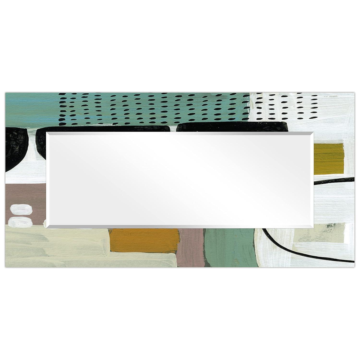 Empire Art Direct Abstract Rectangular Beveled Wall Mirror on Free Floating Printed Tempered Glass - 36" x 72"