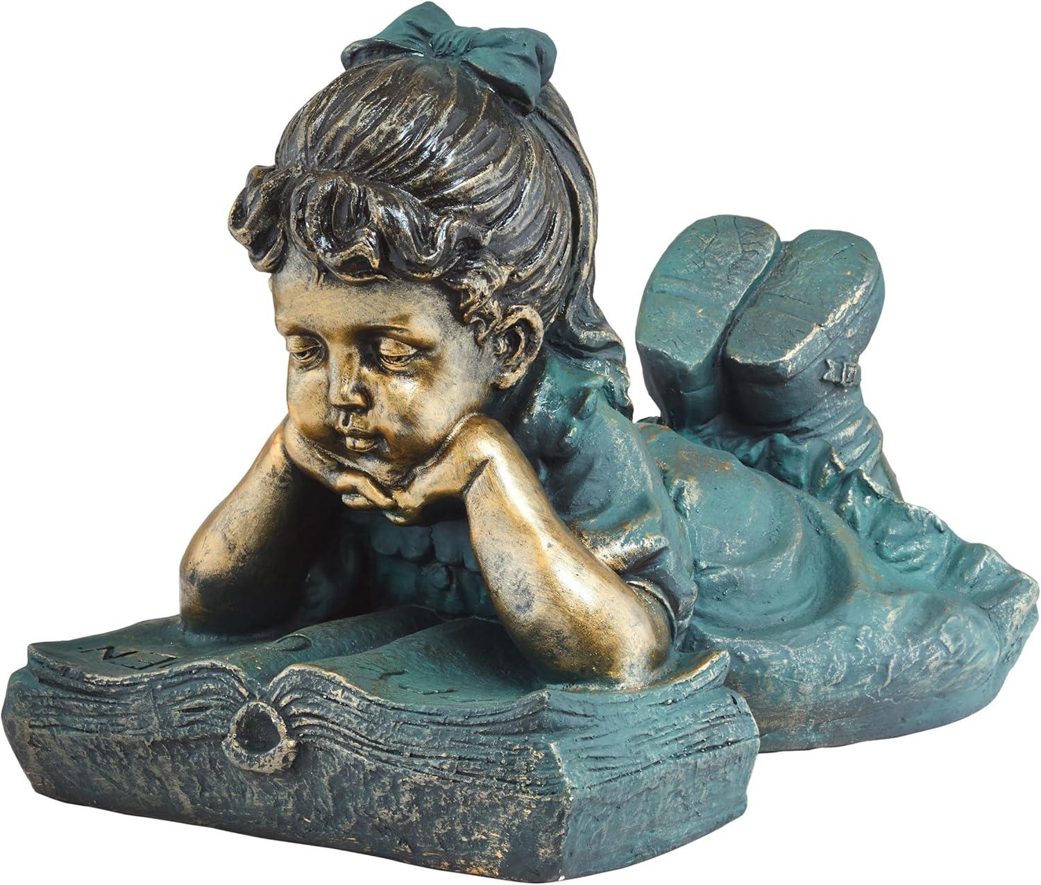 Alpine Corporation Girl Laying Down Reading Book Statue