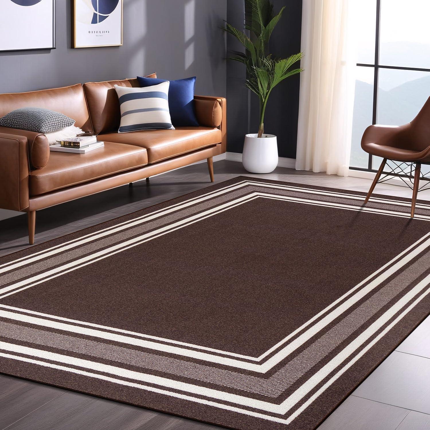 Quiogue Brown Non-Slip Area Rug