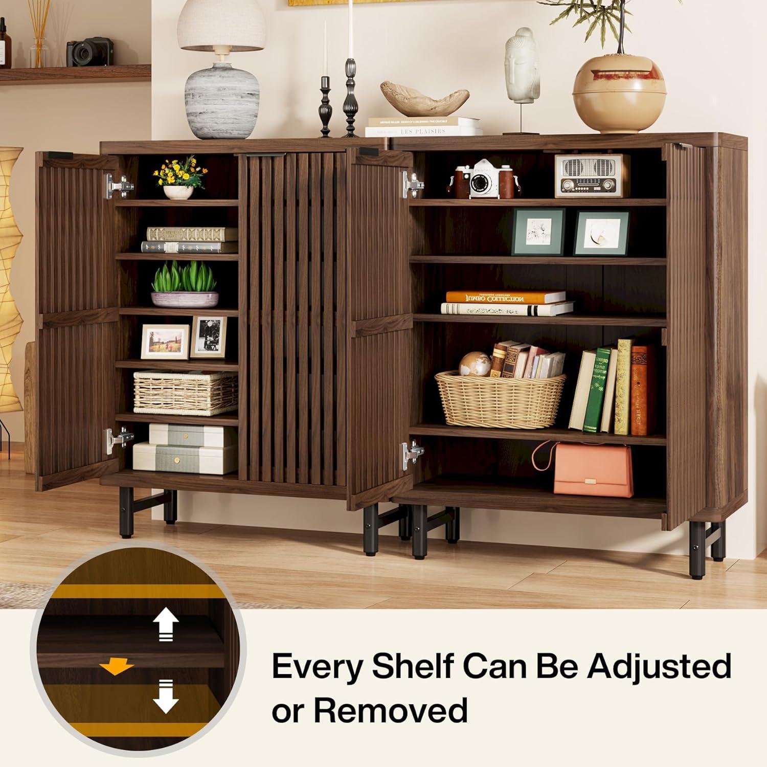 Tribesigns Zapatero de 6 Niveles con Puertas con Persianas, Gabinete de Almacenamiento de Zapatos de Madera, Gabinete Organizador de Zapatos para Entrada, Pasillo (Nogal Oscuro)