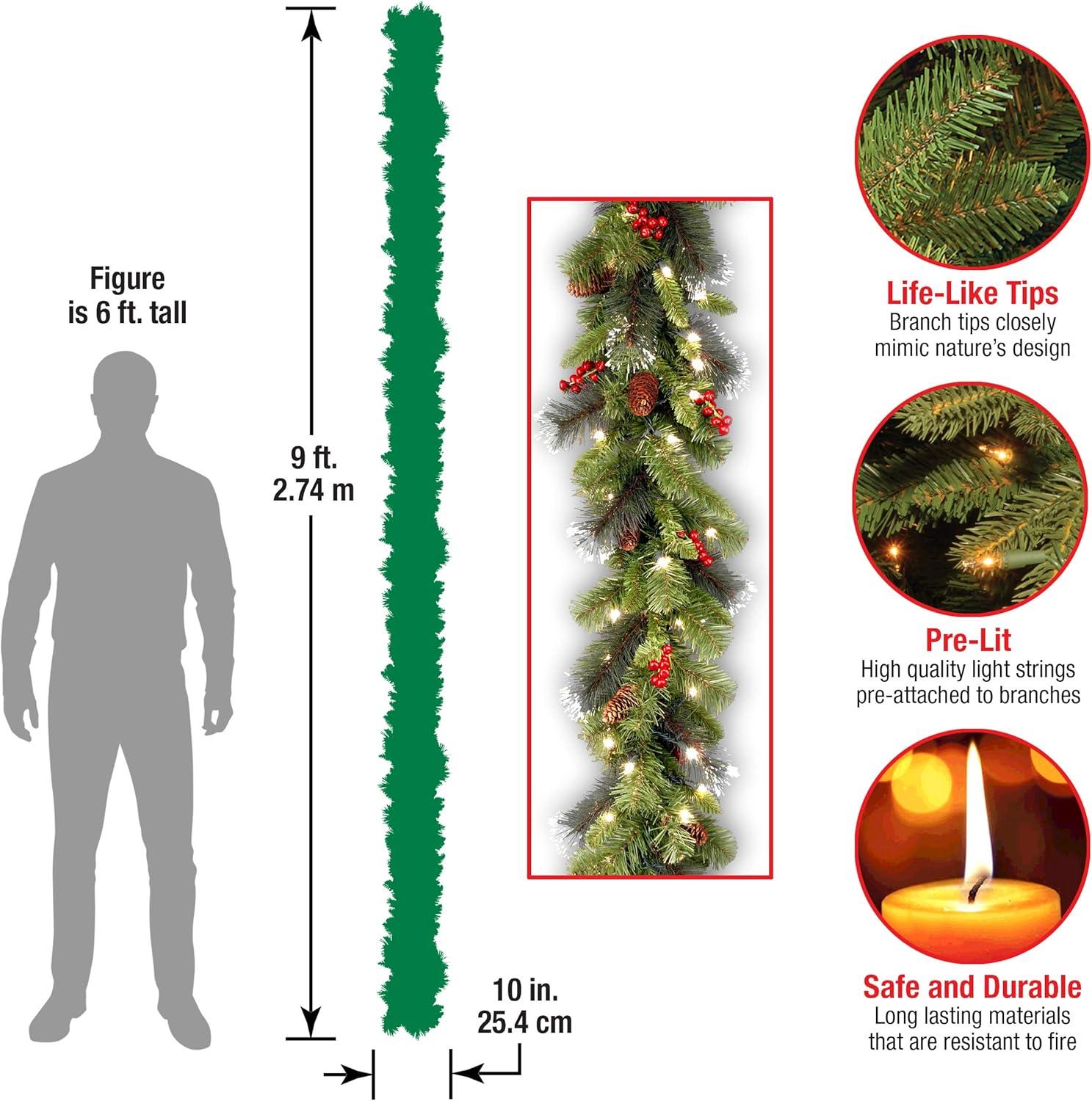 The Holiday Aisle® 9ft. Crestwood Spruce Garland with Battery Operated Lights