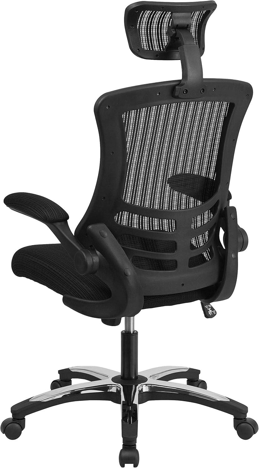 Flash Furniture Kelista High-Back Black Mesh Swivel Ergonomic Executive Office Chair with Flip-Up Arms and Adjustable Headrest