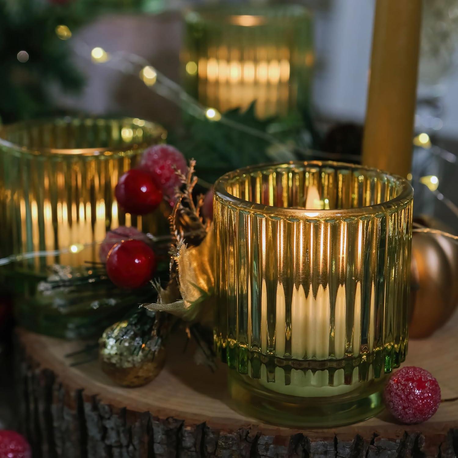 Ribbed Glass Votive Candle Holder (Set of 6)