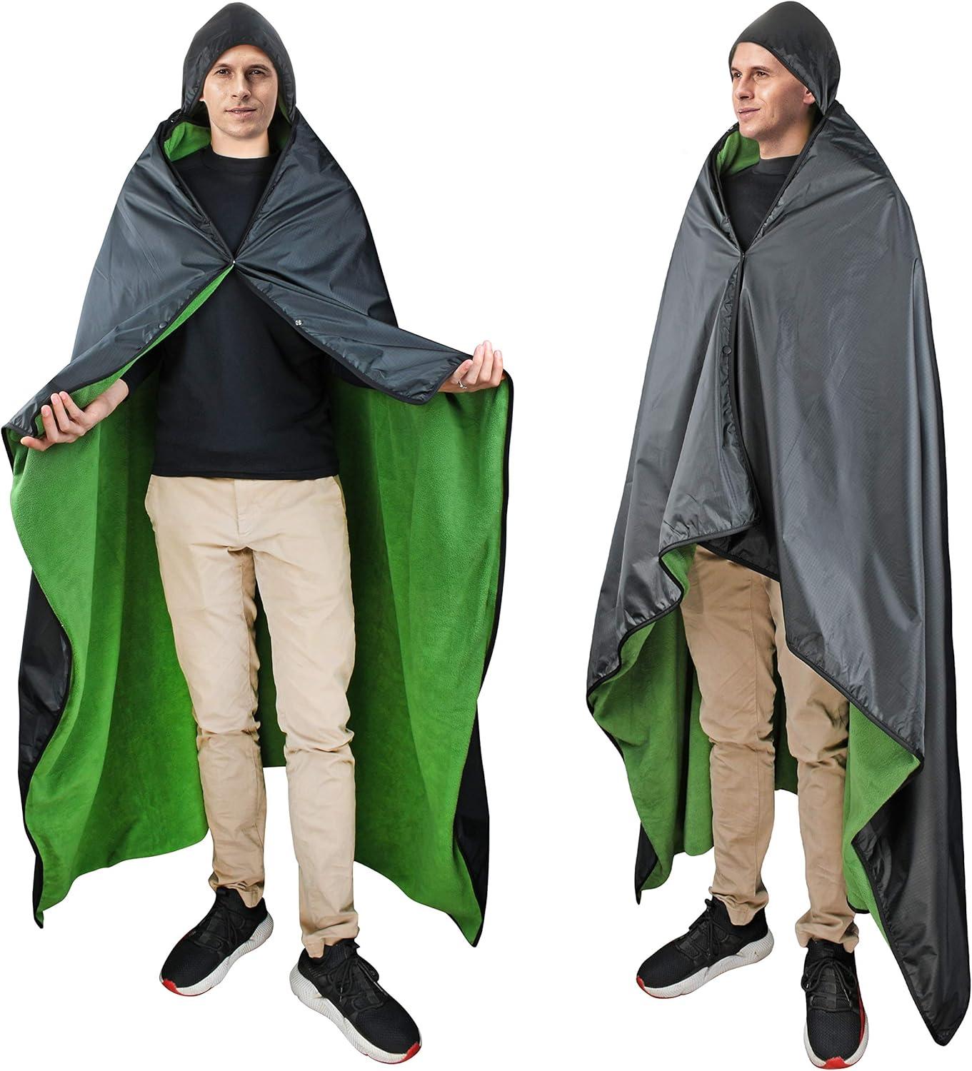 Catalonia Waterproof Blanket for Outdoor, Hooded Blanket Cape, Windproof, Warm for Stadium, Sporting Events, Camping Must-Haves