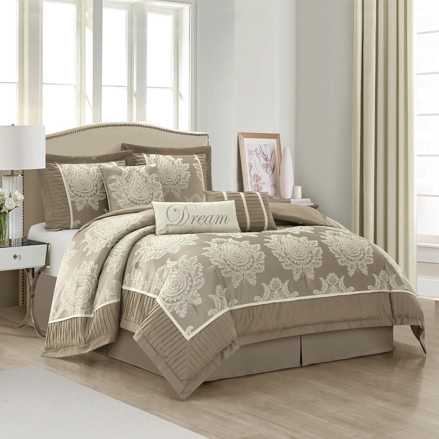 Nanshing America, Inc Therese 7 Piece Traditional Damask Comforter Set