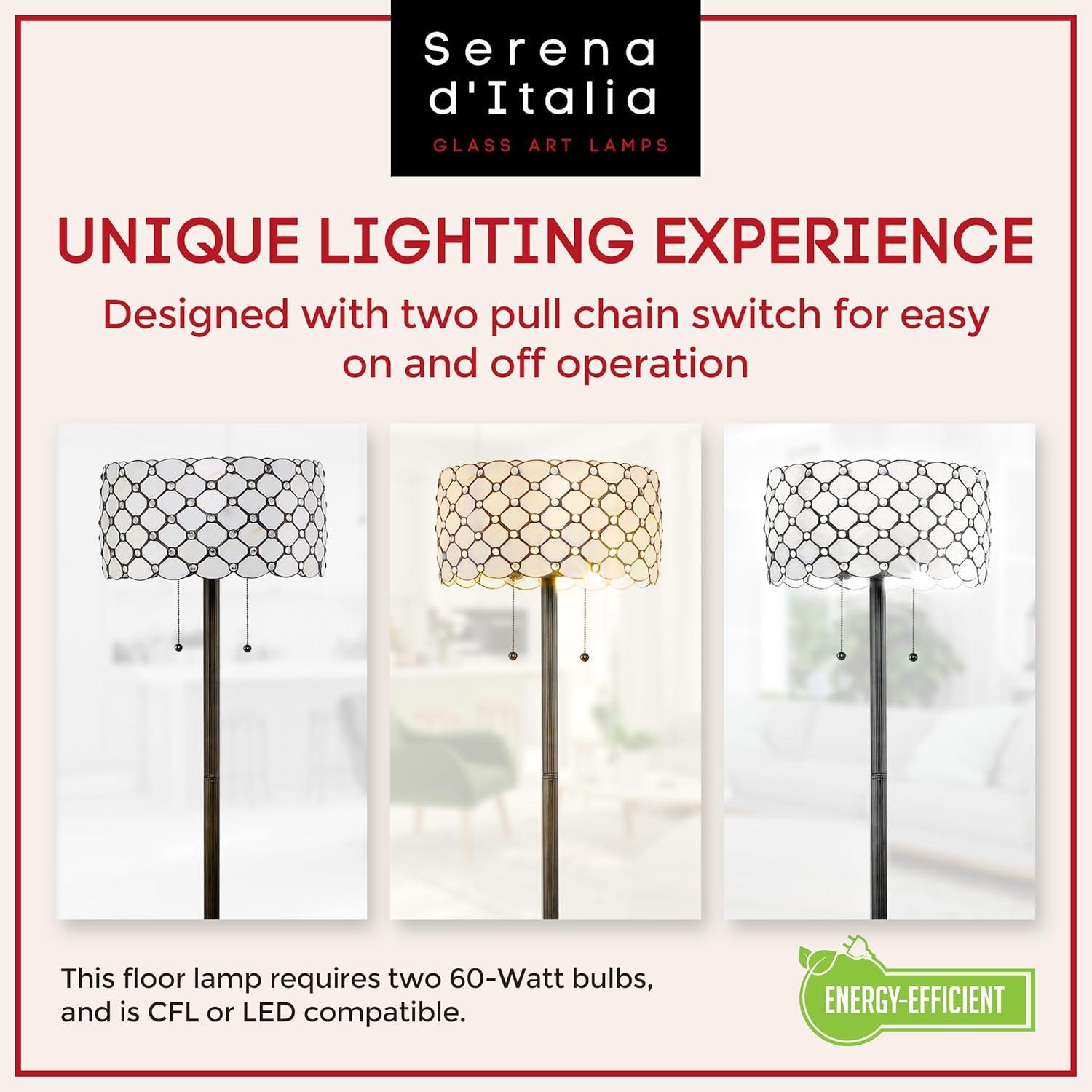 Serena d'italia Contemporary Tiffany 2 light Striped 60 in. Bronze Floor Lamp