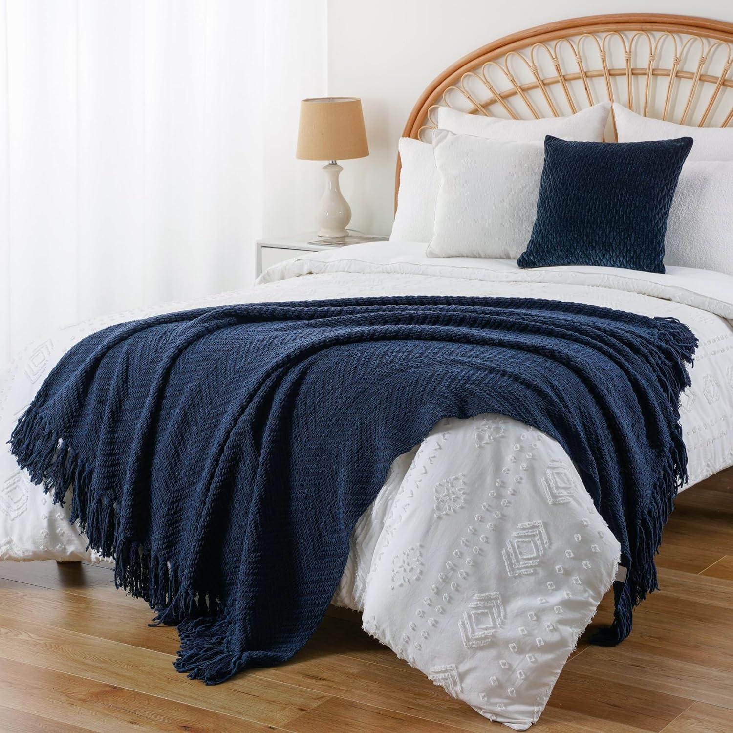 Battilo Home Throw Blanket for Couch, Super Soft Cozy Warm Throws for Twin Bed, Knit Woven Chenille Blanket Versatile for Sofa Bedroom Home Decor