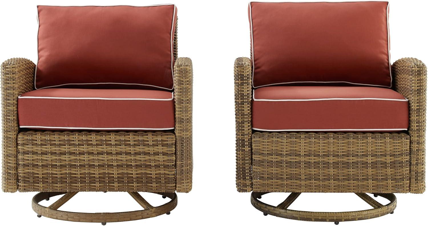 Bradenton 2Pc Outdoor Wicker Swivel Rocker Chair Set Sangria/Weathered Brown - 2 Swivel Rockers