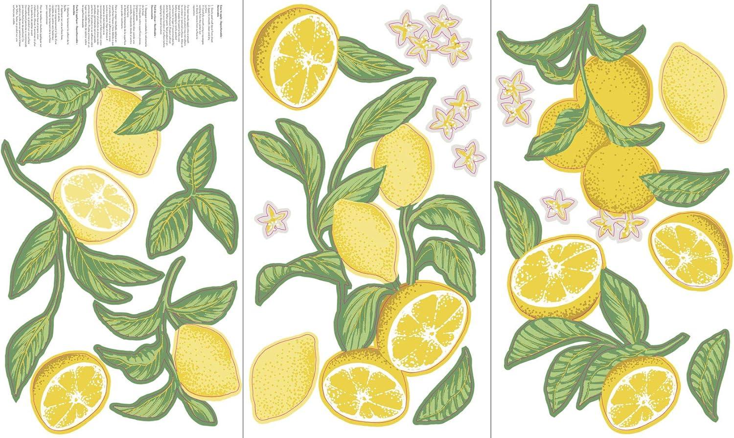 Yellow and Green Lemon Peel and Stick Wall Decal Set