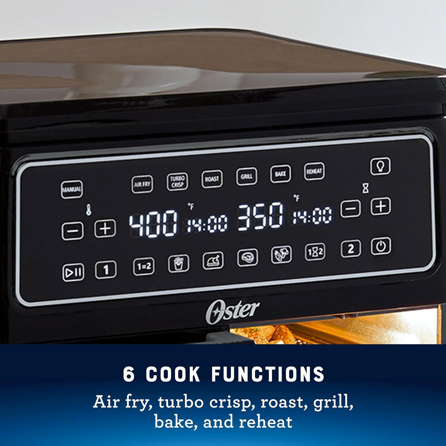 Oster 11-Quart Flex Air Fryer Oven, Dual Air Fryer with 2 Cooking Zones, with 6 Cooking Functions, Large Air Fryer with 2 Frying Baskets