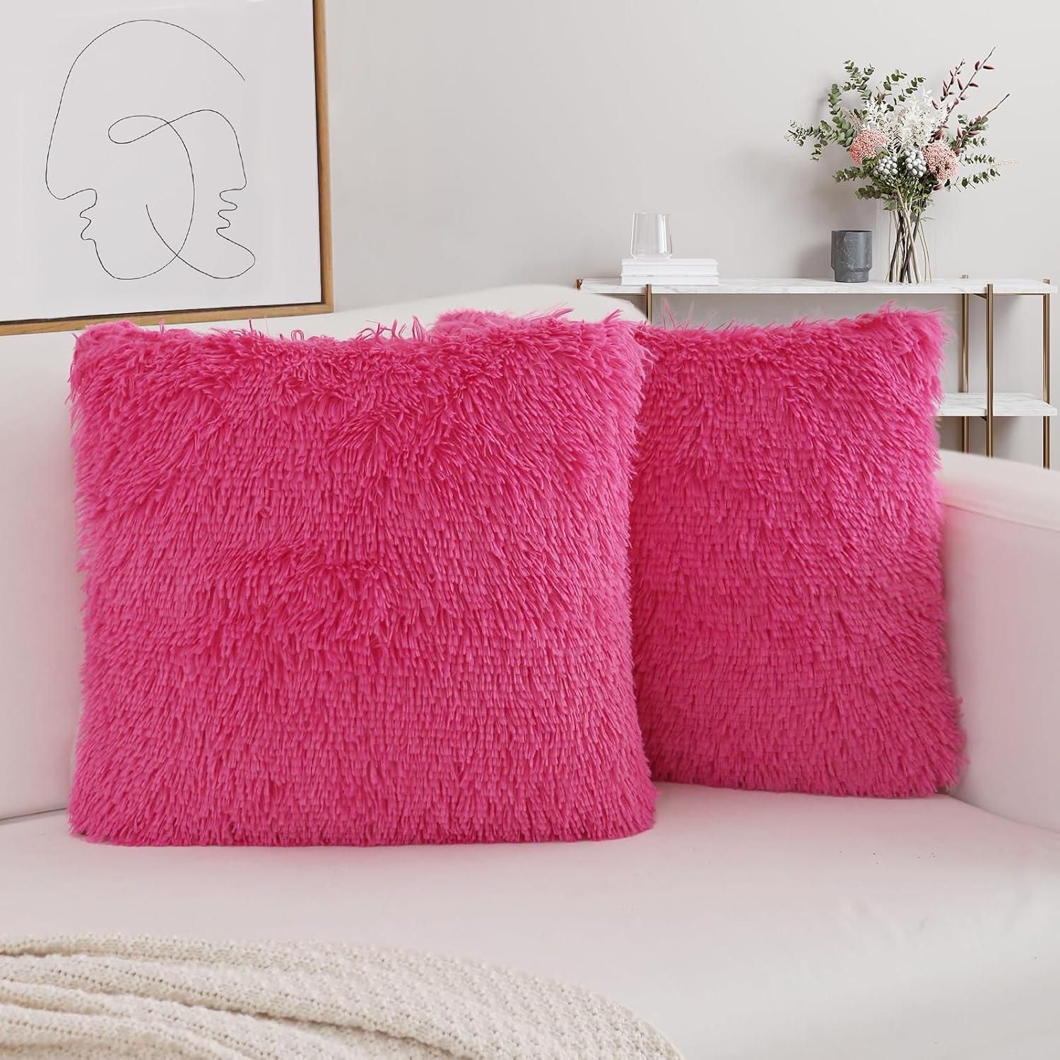 Sweet Home Collection Faux Fur Reversible Throw Pillow (Set of 2)