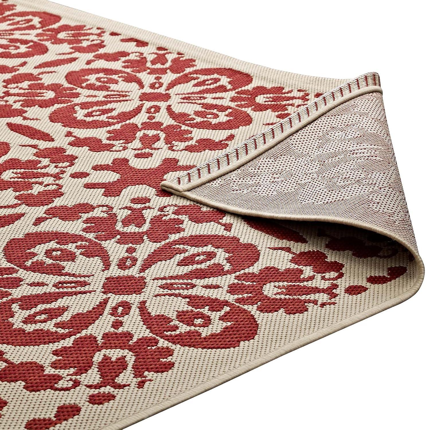 Modway Ariana Vintage Floral Trellis 4x6 Indoor and Outdoor Area Rug