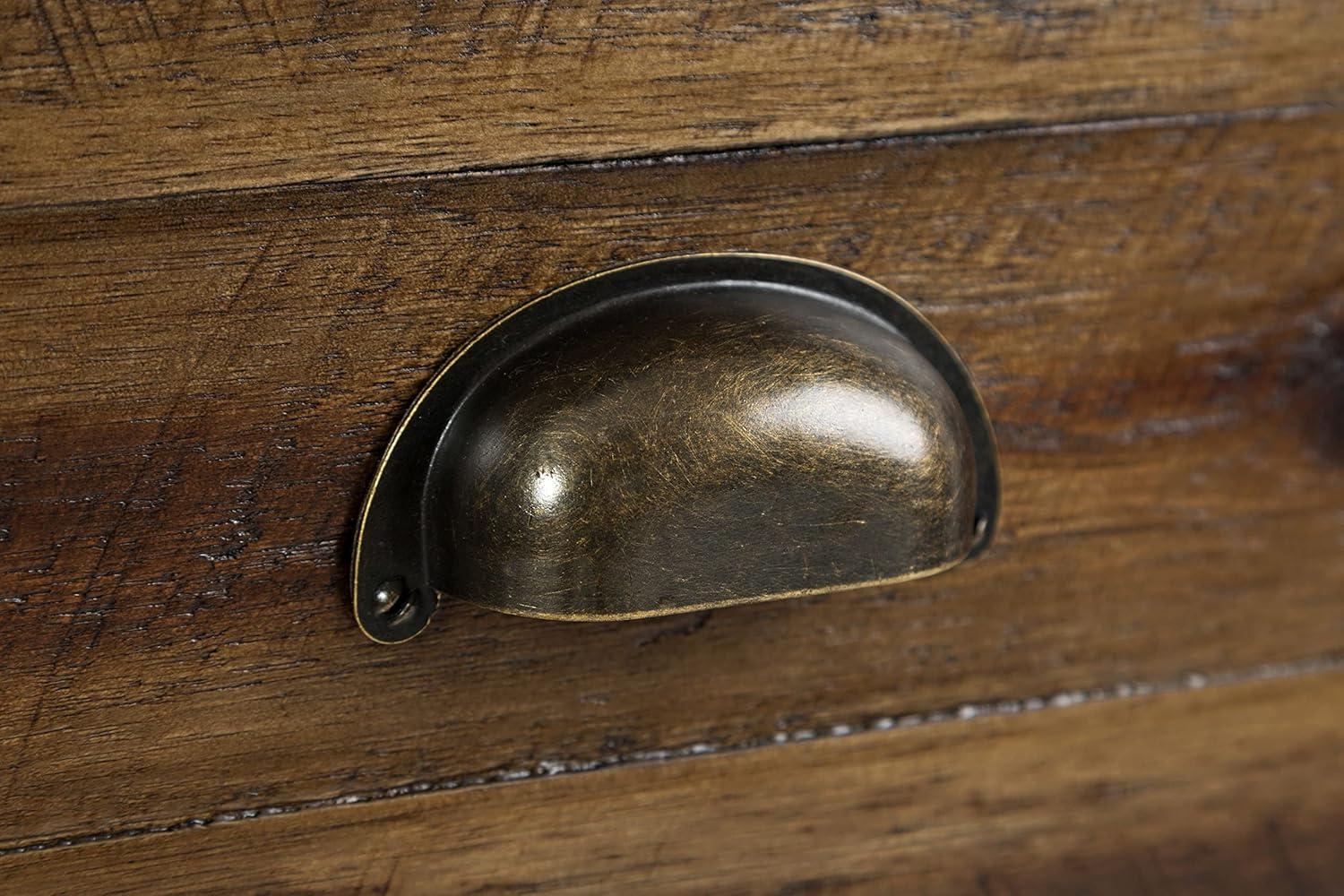 Rustic Dakota Oak 3-Drawer Accent Chest with Metal Cup Pulls