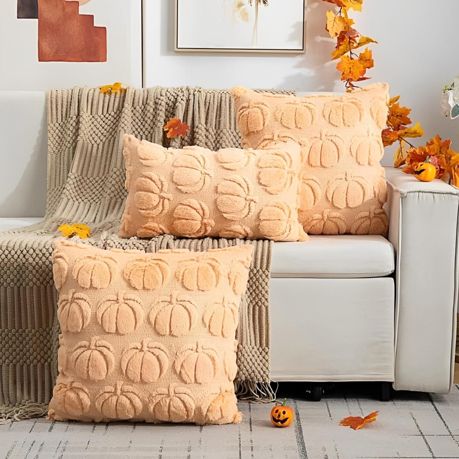 Clearance Deals!Crcmjuhgsa Pillow Case 2pc Pumpkin Fall Decorative Throw Pillow Covers 18"x18" Soft Faux Pillow Covers For Autumn Plush Pillow Cases For Farmhouse Halloween Decor