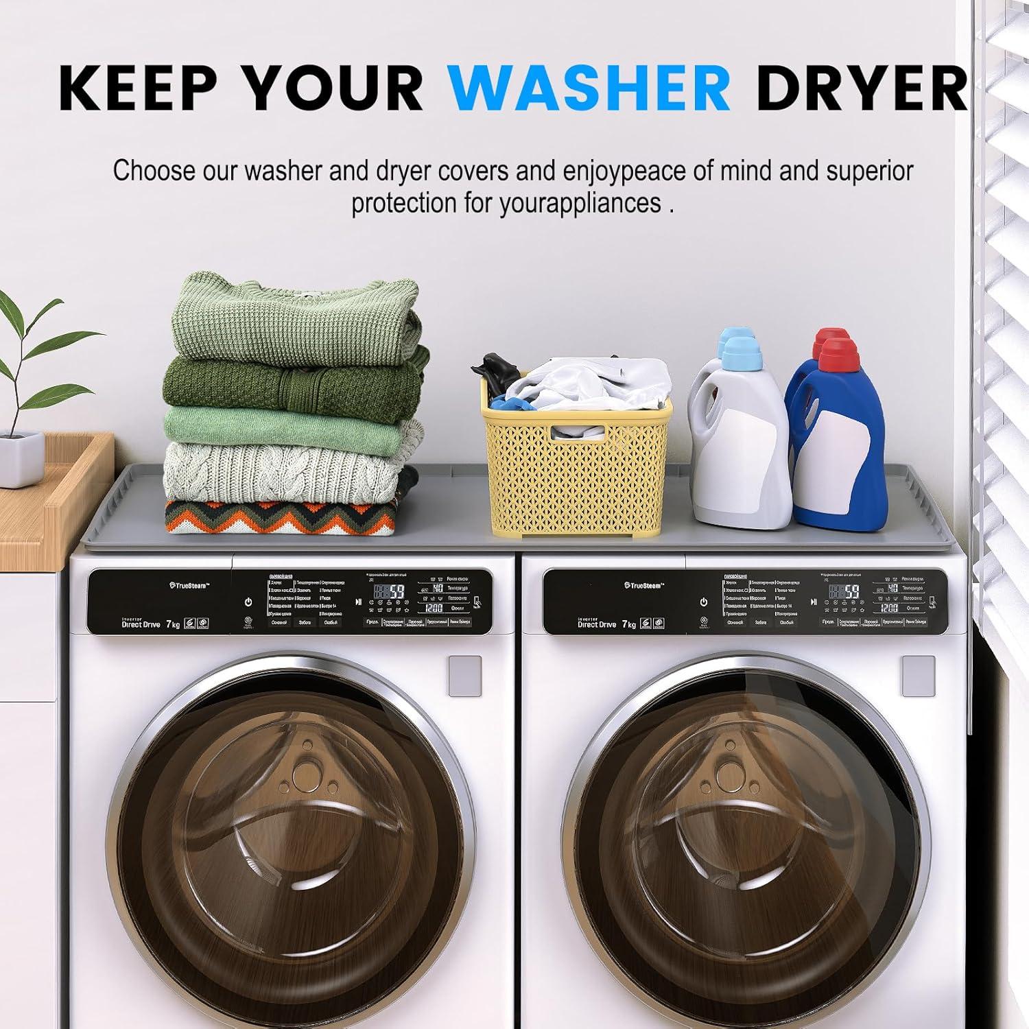 chuangyanUS Washer Dryer Countertop, 54"×26.8" Washer And Dryer Covers,Non-Slip Waterproof Washing Machine Cover Protector Top Load