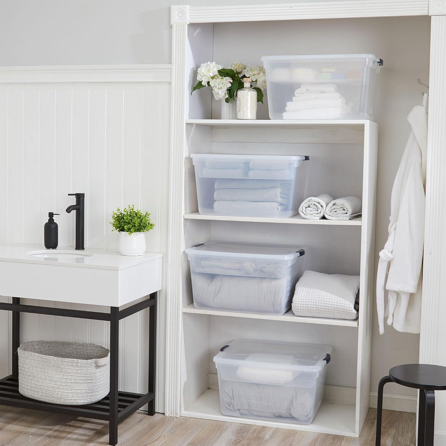 Clear Stackable Plastic Storage Bins with Latching Lids, 71 Quart