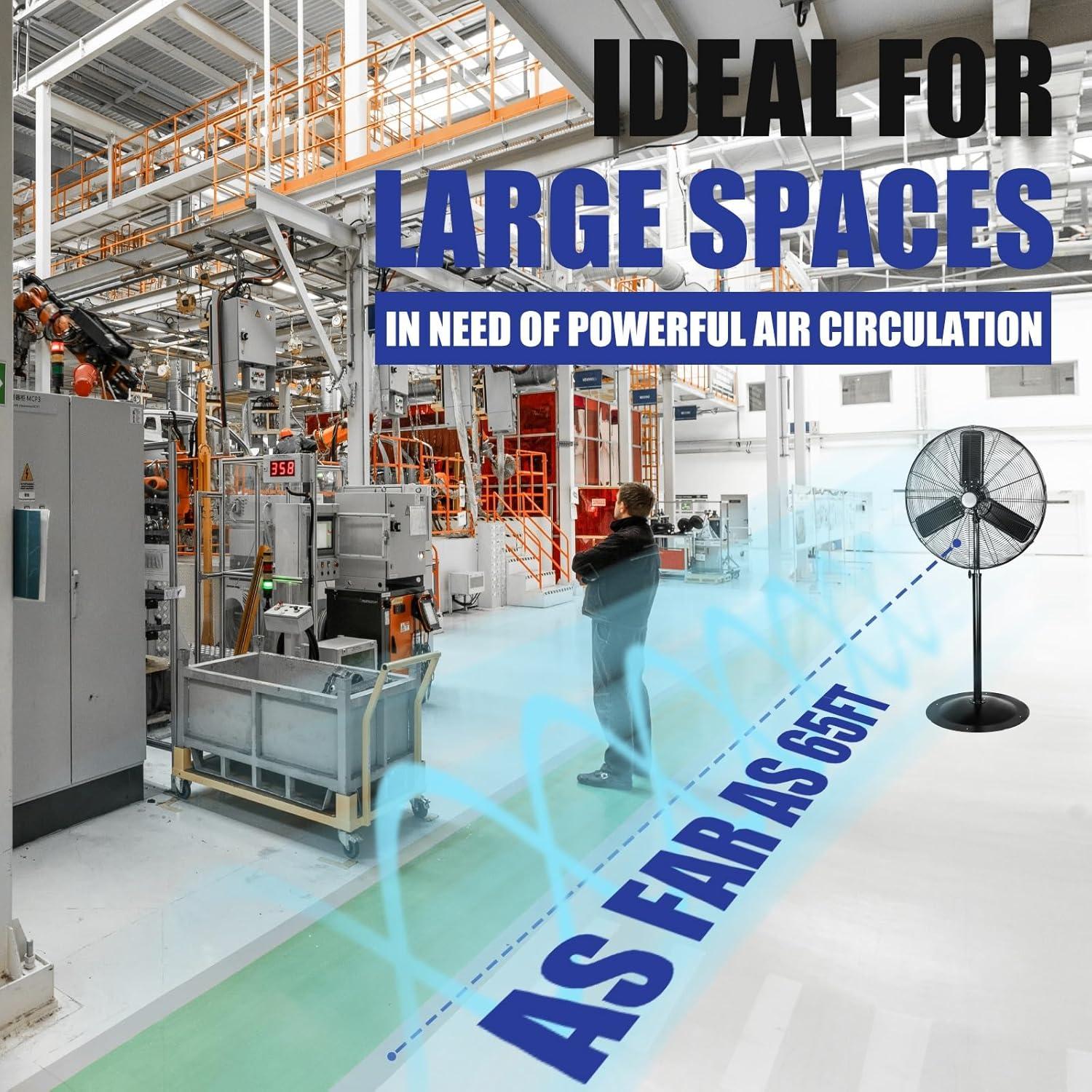 iLIVING iLIVING ILG8P31-93 30" Commercial Pedestal Oscillating Fan - Shop, Garage, Warehouse - 120V, 1.8A , 8400 CFM