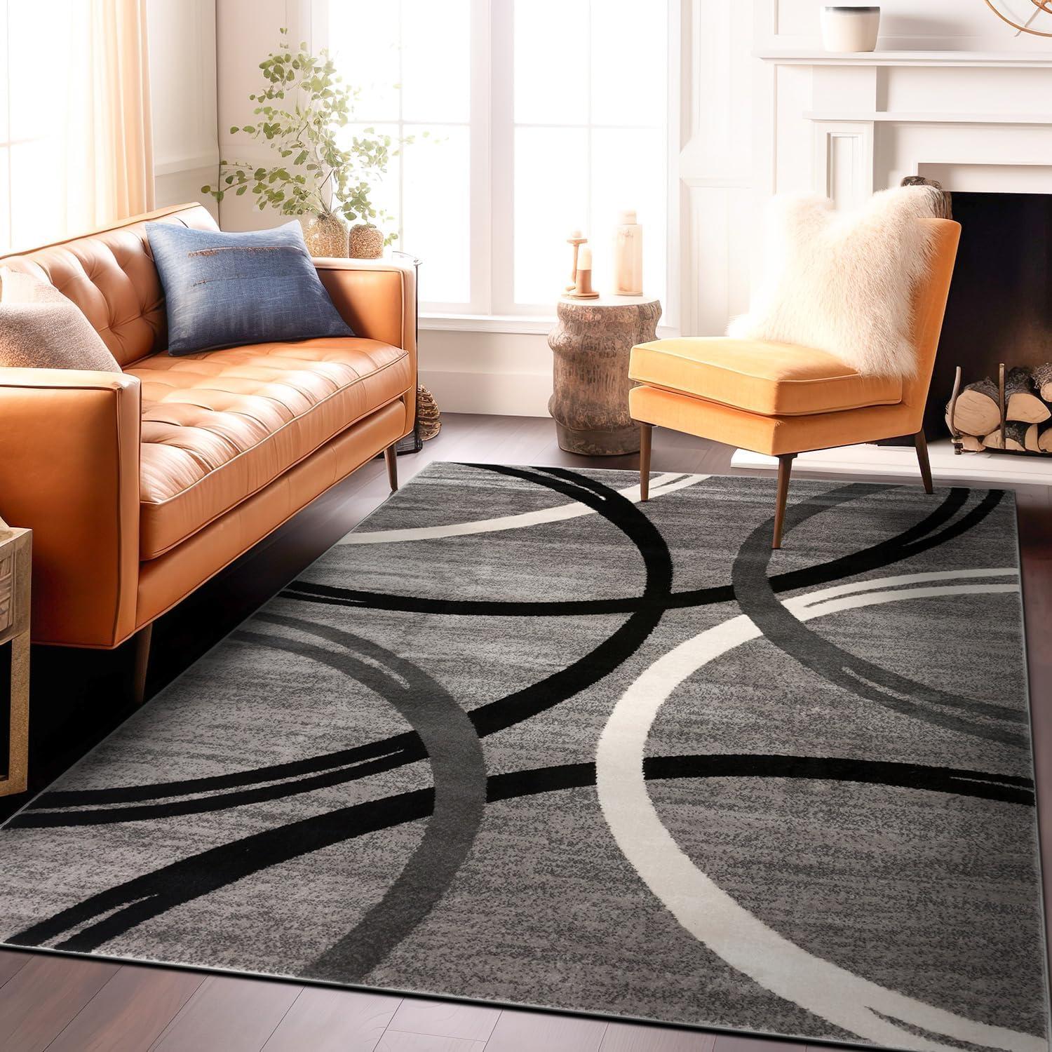 World Rug Gallery Contemporary Abstract Circles Design Area Rug