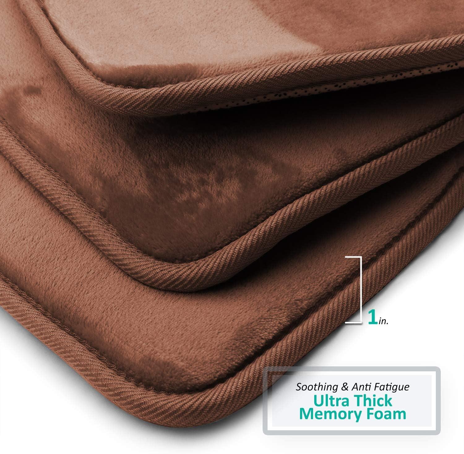 Clara Clark Ultra Soft and Absorbent Memory Foam Bath Rug Set with Non-Slip Backing
