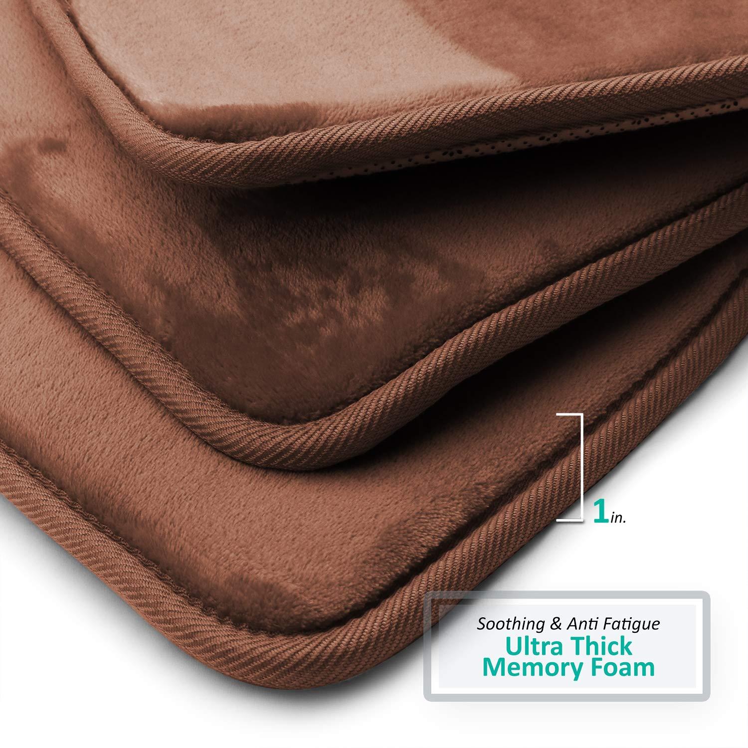 Clara Clark Ultra Soft and Absorbent Memory Foam Bath Rug Set with Non-Slip Backing