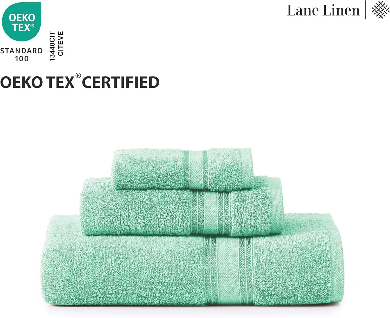 LANE LINEN Luxury Bath Towels Set - 12 Piece Set, 100% CottonBathroom Towels, Zero Twist, Shower Towels, Extra Absorbent Bath Towel, Super Soft, 4 Bath Towels, 4 Hand Towels, 4 Wash Cloths - Aqua Sky