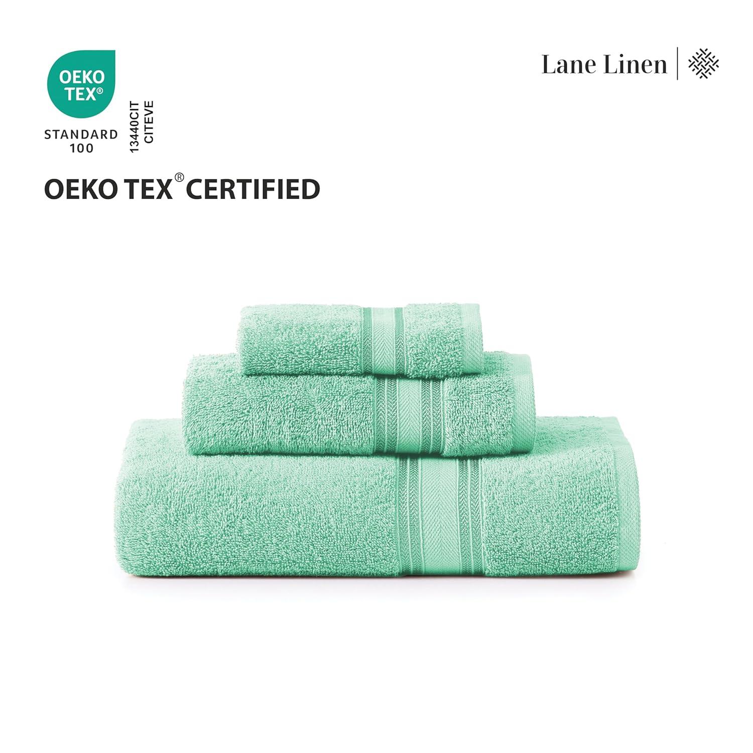 LANE LINEN Luxury Bath Towels Set - 12 Piece Set, 100% CottonBathroom Towels, Zero Twist, Shower Towels, Extra Absorbent Bath Towel, Super Soft, 4 Bath Towels, 4 Hand Towels, 4 Wash Cloths - Aqua Sky