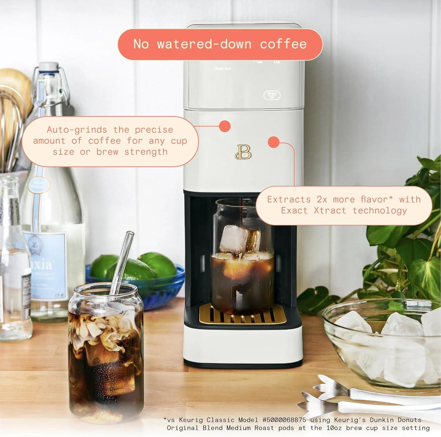 Beautiful Perfect Grind™ Programmable Single Serve Coffee Maker, White Icing by Drew Barrymore