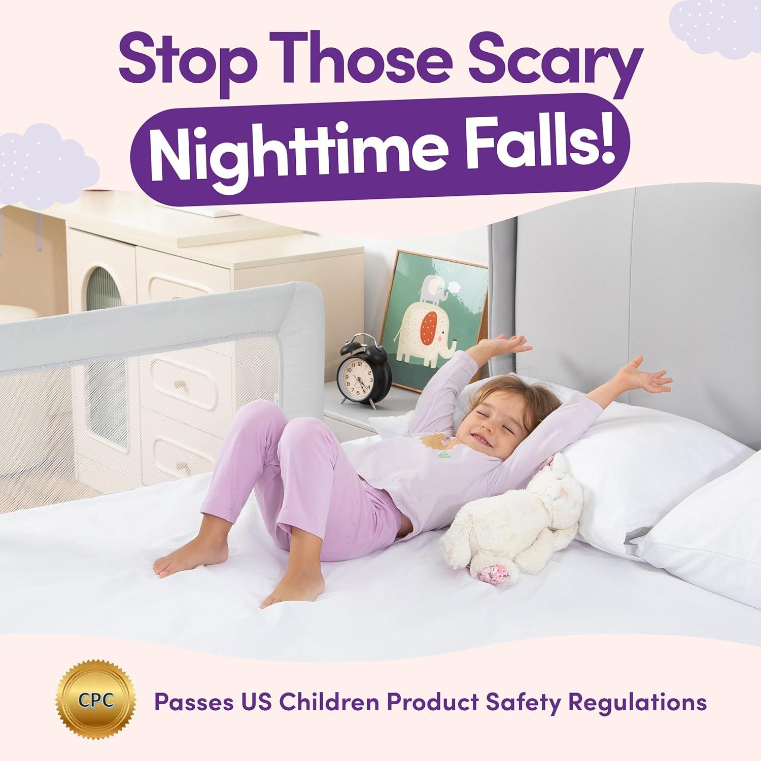 Toddler Bed Rail Guard – Gray Regular Version (35.5" x 19.5") 1/ Pack