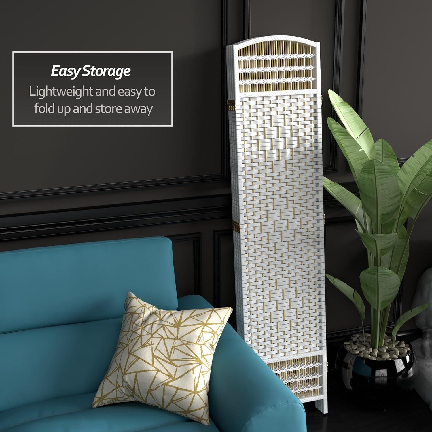 5 1/2 ft. Tall Fiber Weave Room Divider - White (4 Panels)