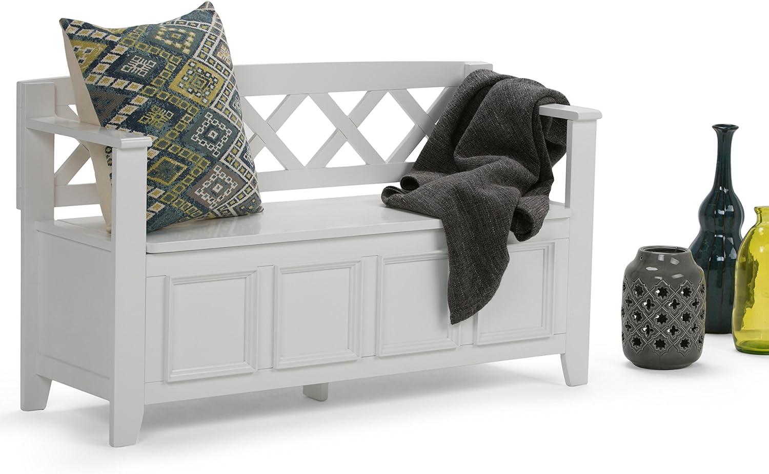 Simpli Home Amherst Solid Wood Entryway Lift Top Storage Bench