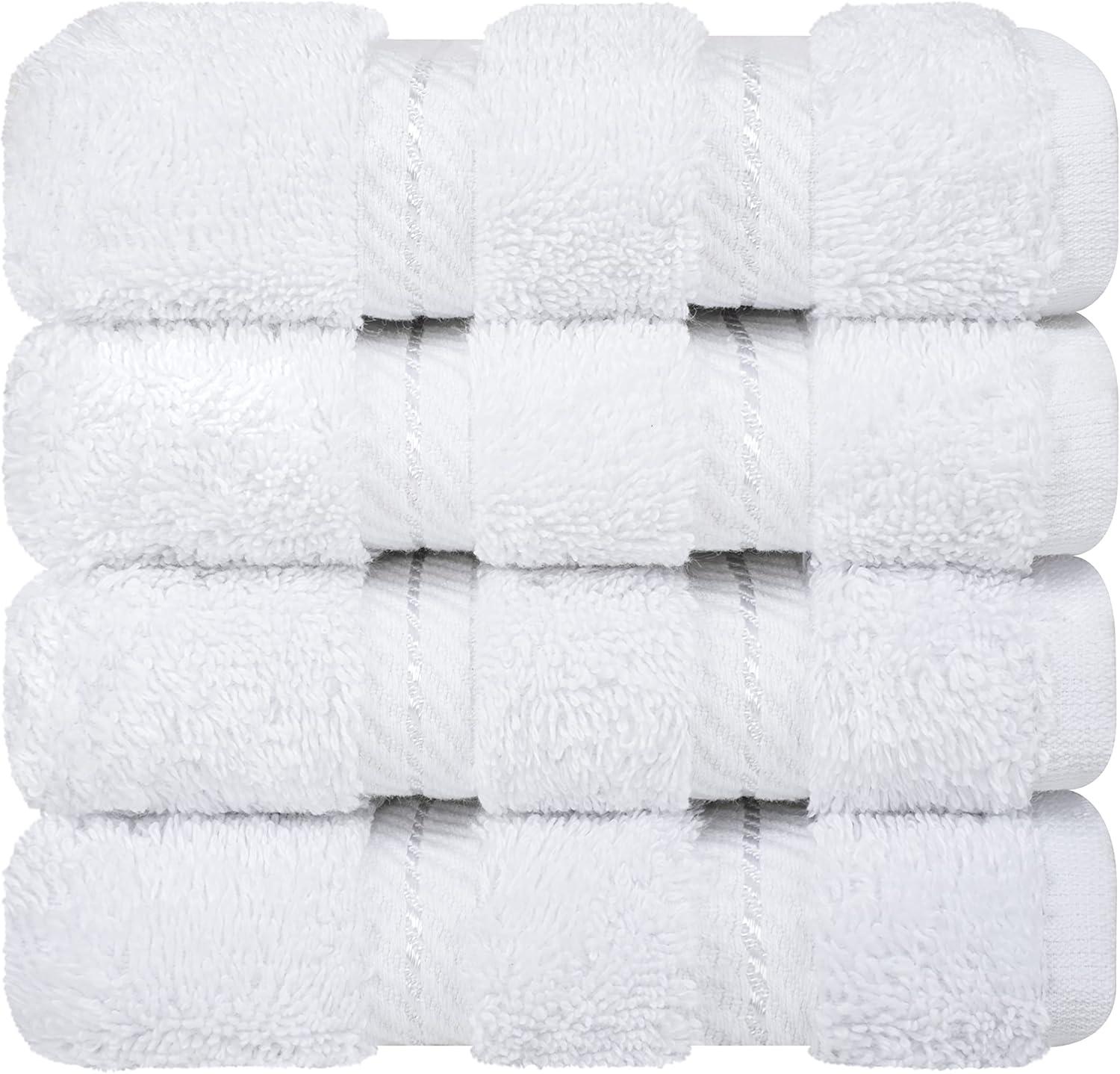 Luxury White Turkish Cotton 4-Piece Washcloth Set