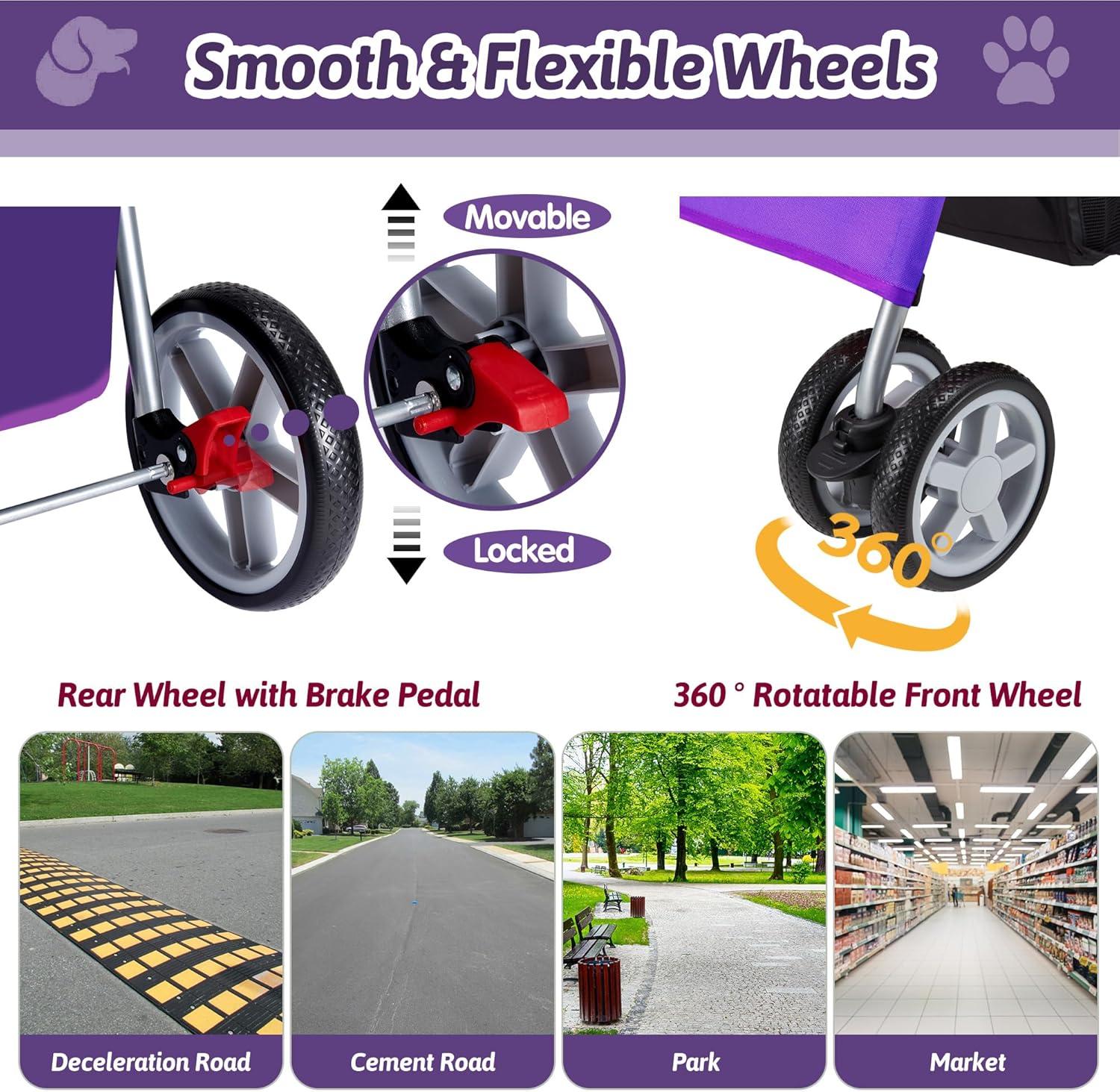 G & R PLUMBING ENTERPRISES, INC. Pet Stroller, 4 Wheels Pet Strolling Cart for Medium/Small Dogs and Cats, Foldable Cat Jogger