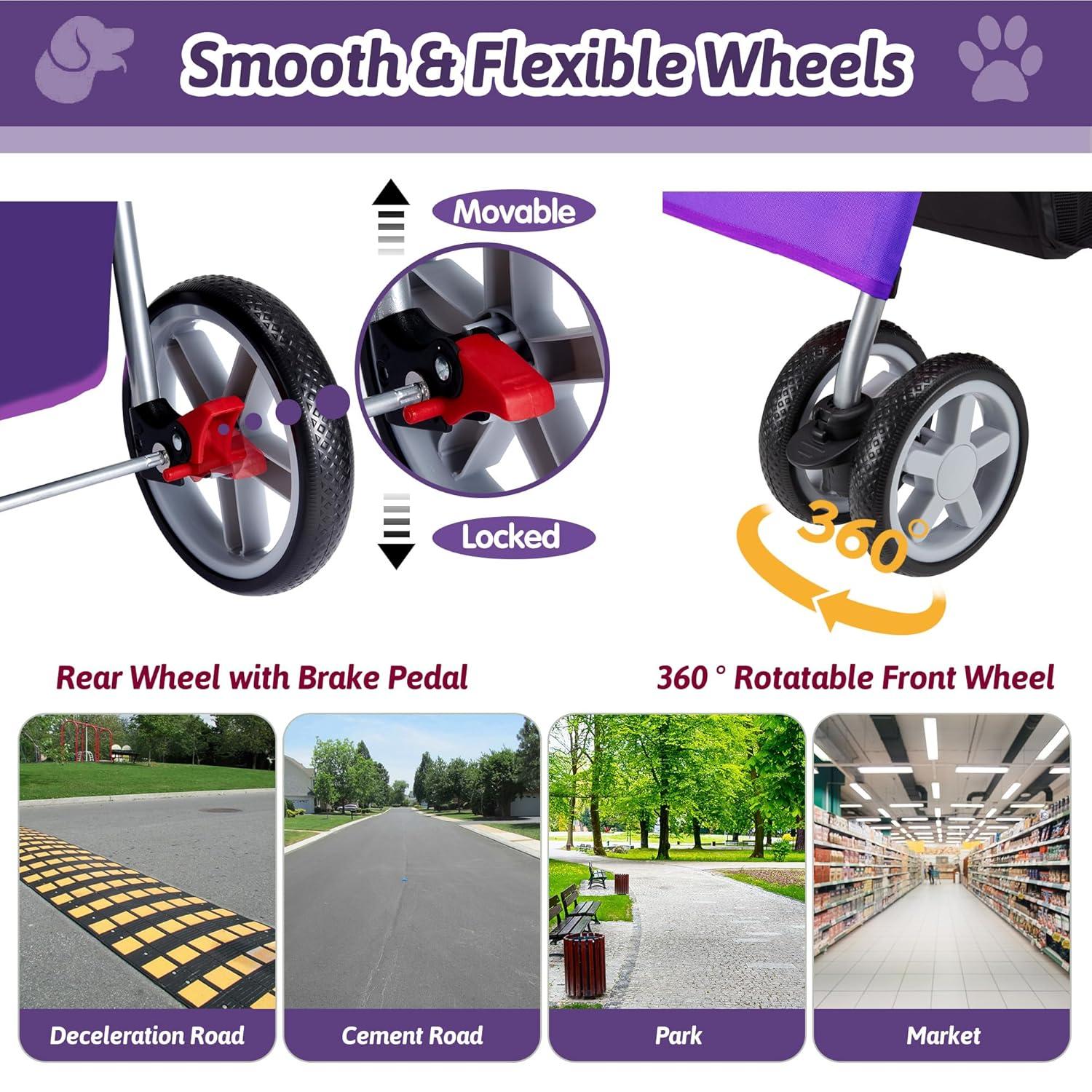 G & R PLUMBING ENTERPRISES, INC. Pet Stroller, 4 Wheels Pet Strolling Cart for Medium/Small Dogs and Cats, Foldable Cat Jogger