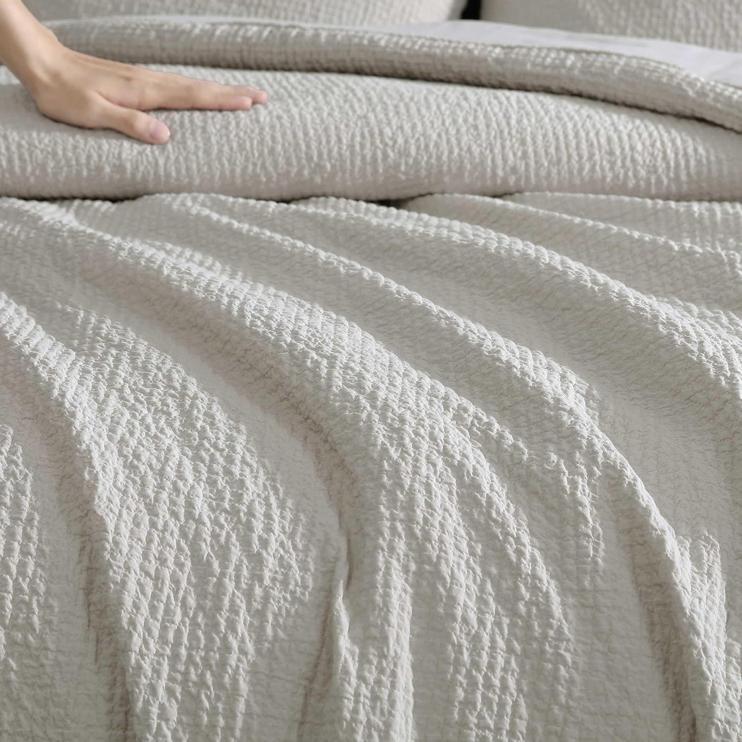 Vera Wang Puckered Texture Cotton Grey Duvet Cover Set | Wayfair