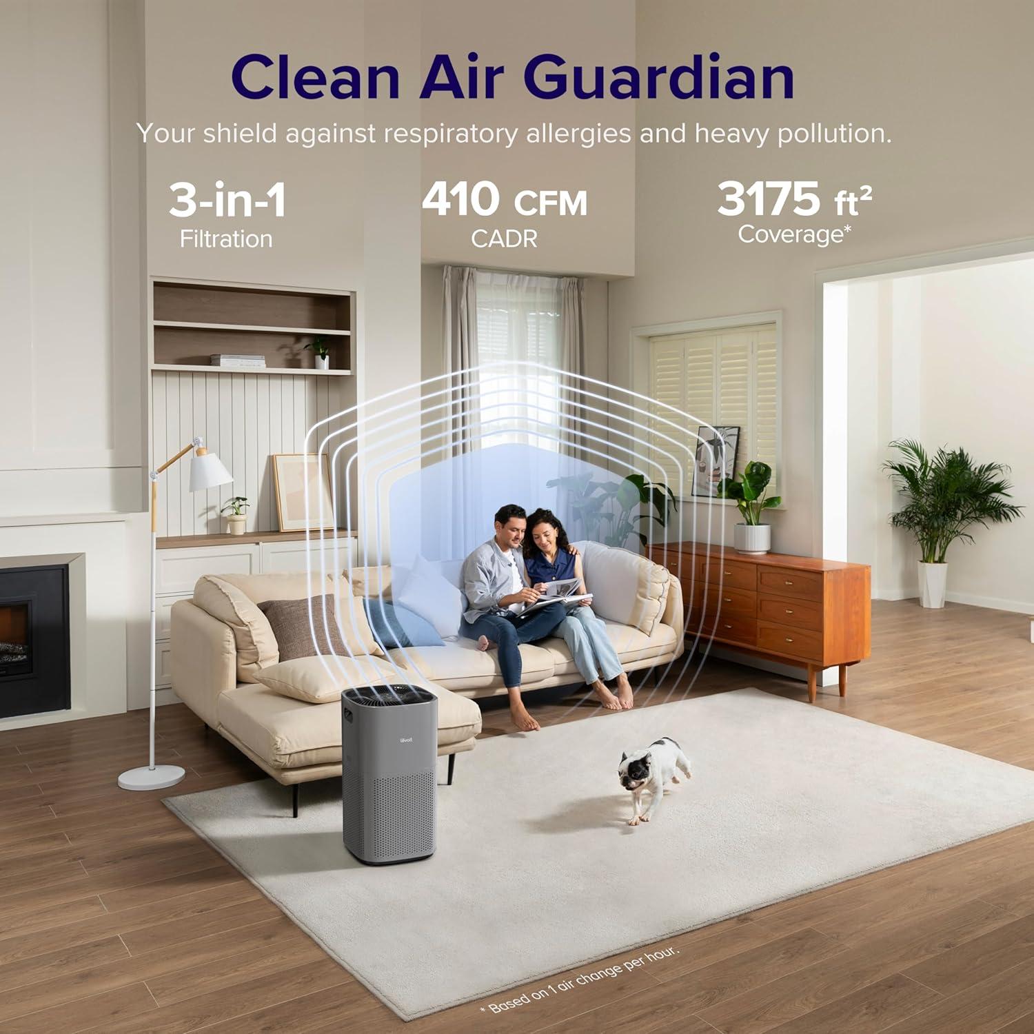 Gray Smart WiFi HEPA Air Purifier with Alexa Control