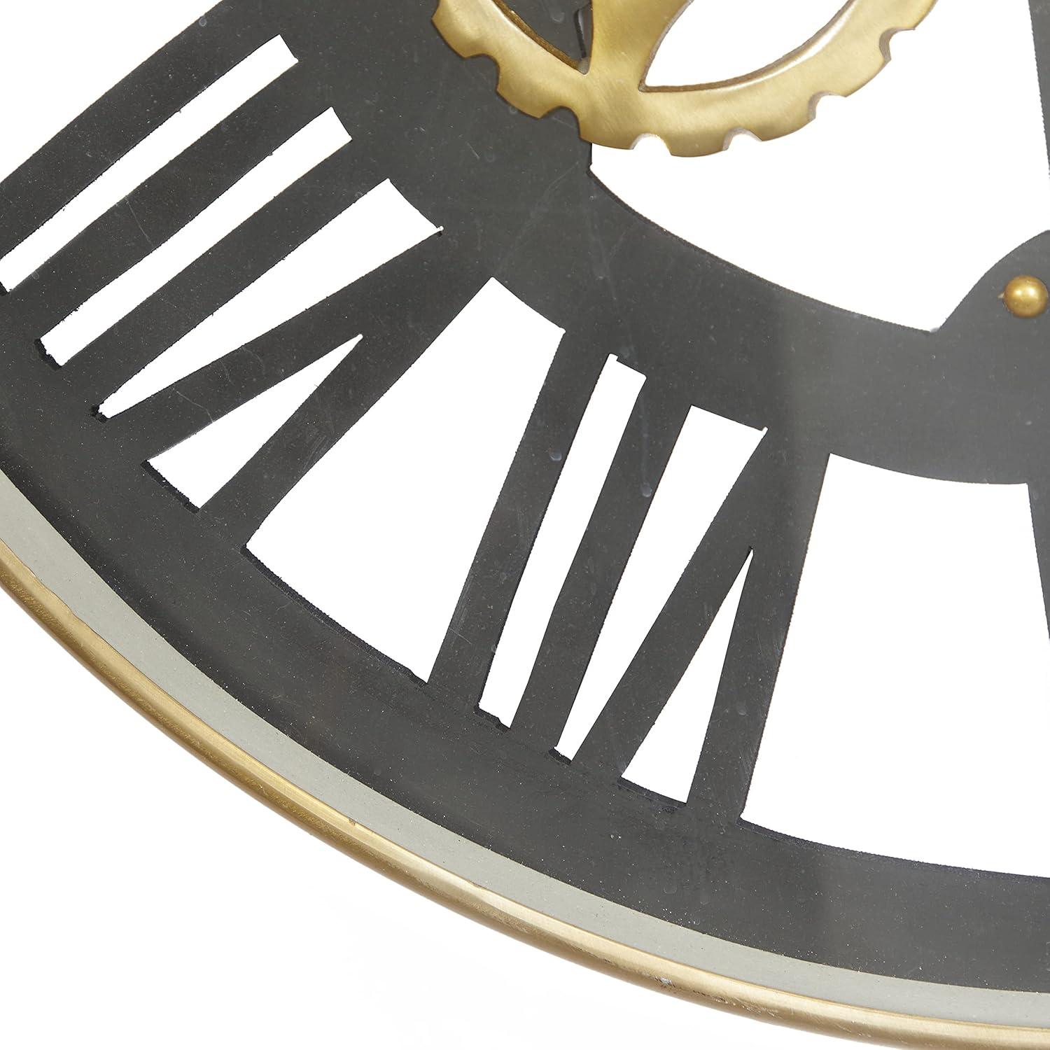 DecMode 32" Black Stainless Steel Metal Gear Wall Clock