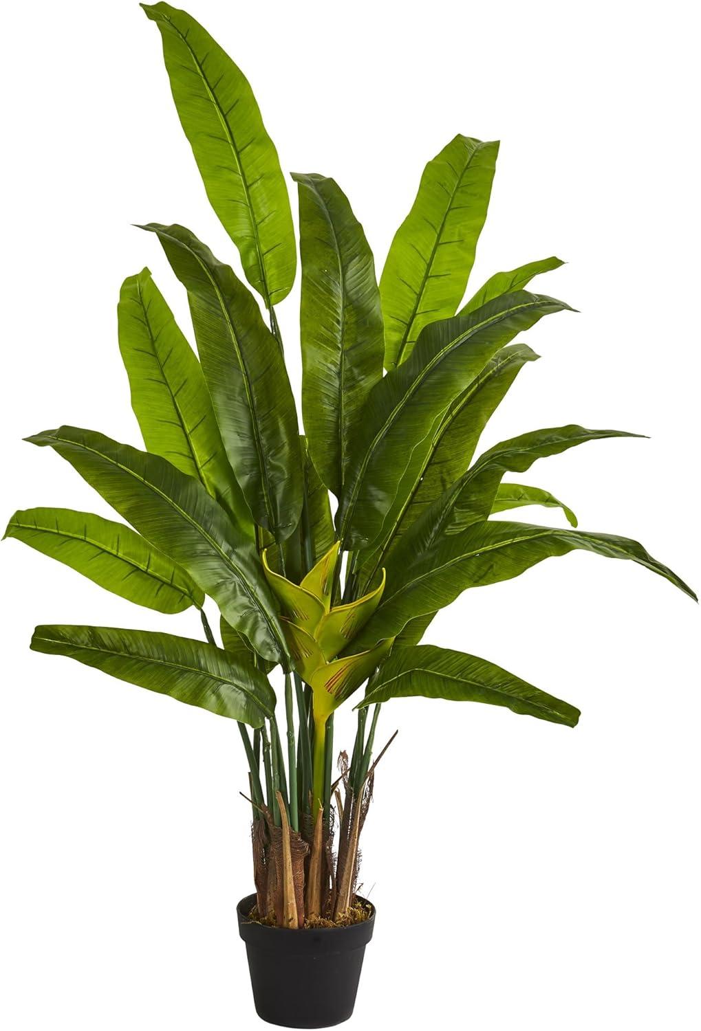 54" Artificial Traveler's Palm Tree in Pot Black - Nearly Natural