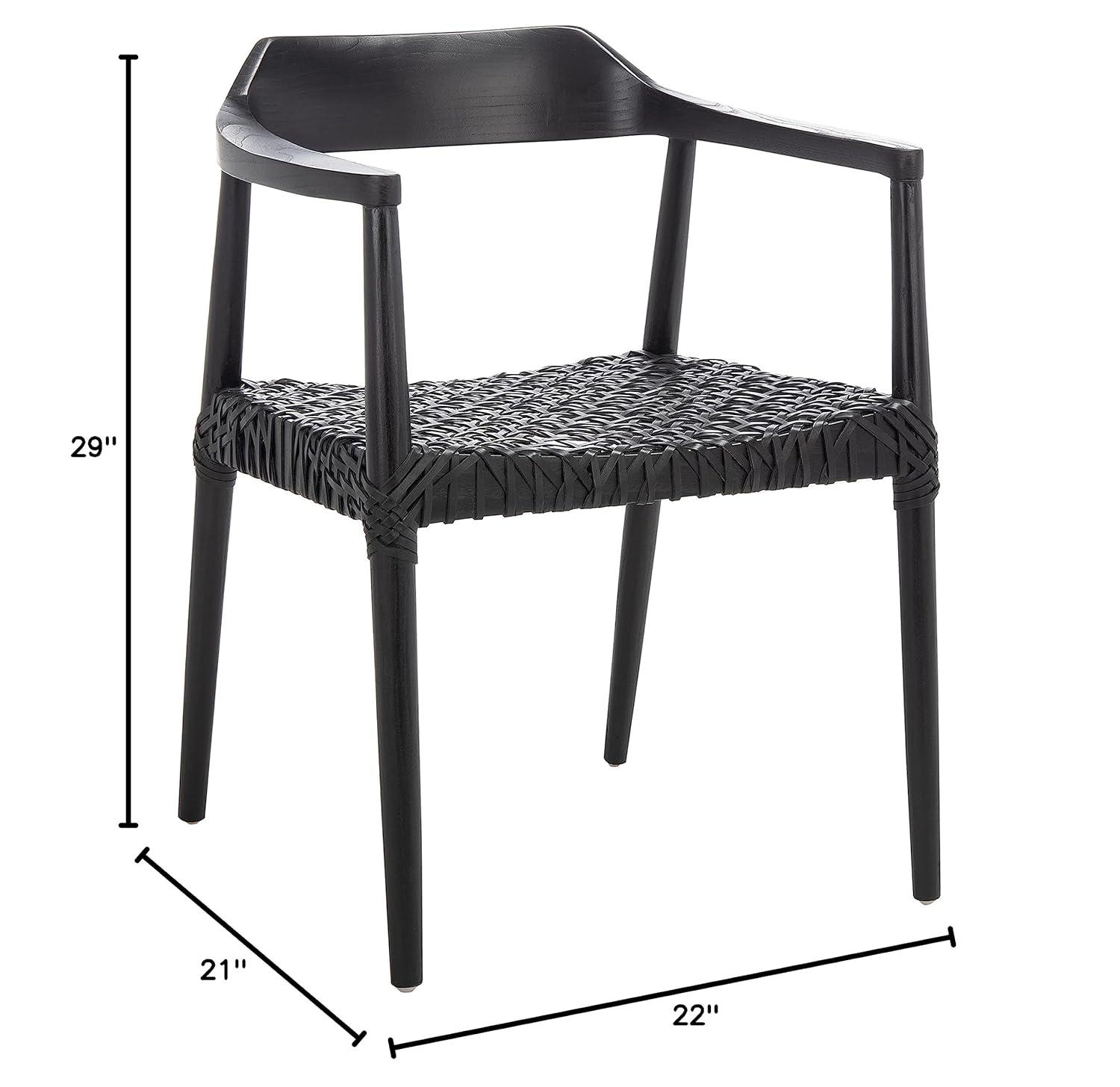 Munro Leather Woven Accent Chair - ACH1005 - Black - Safavieh