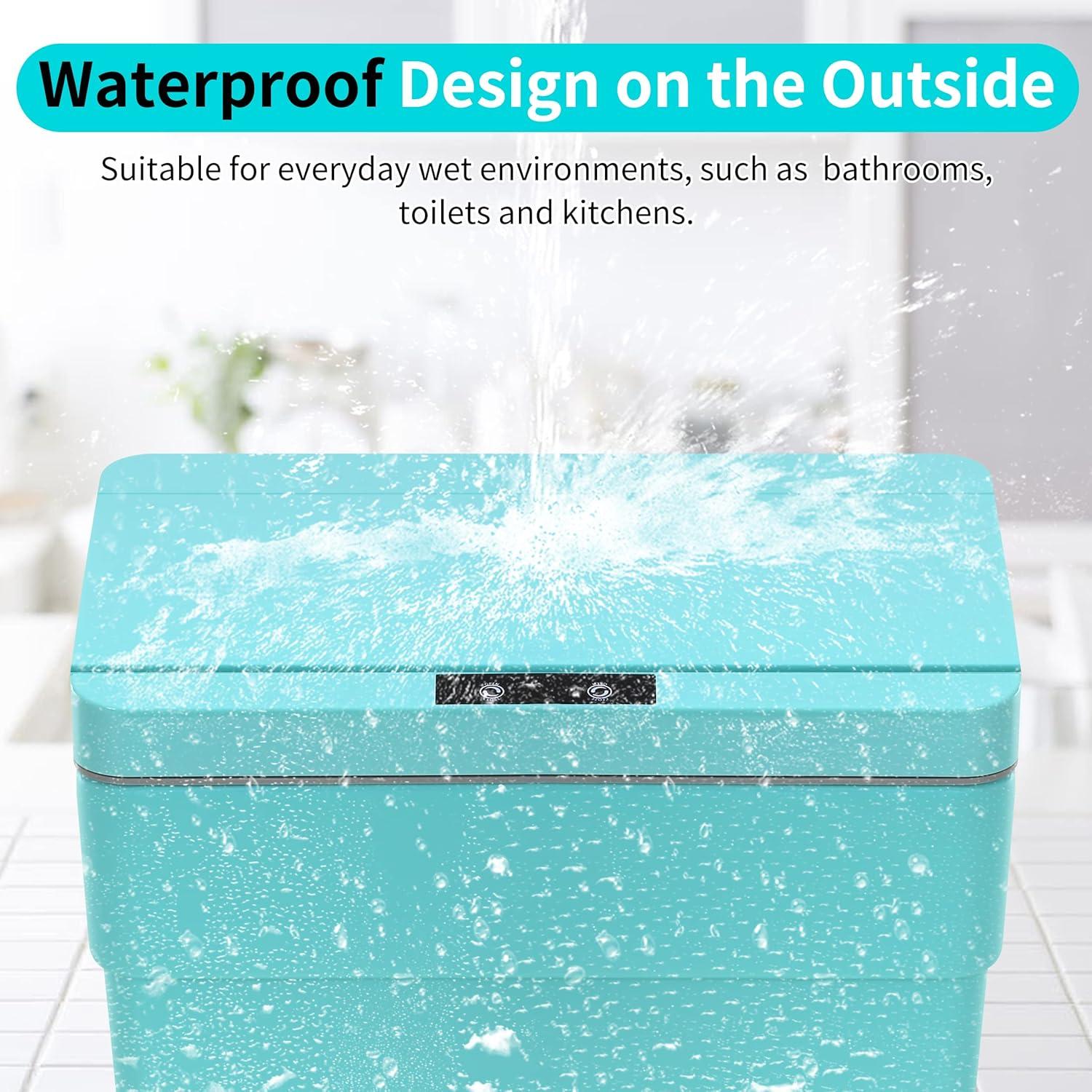 CL.HPAHKL 13 Gallon Touch Free Automatic Trash Can with Lid, Plastic Motion Sensor Kitchen Garbage Can, Touchless Trashcan Trash Bin for Bathroom, Office, Home, Blue