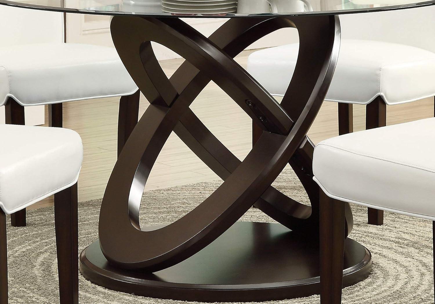 Monarch Specialties I 1749 Espresso 48" Wide Elegant Glass Top Dining Table (Chairs are not included)