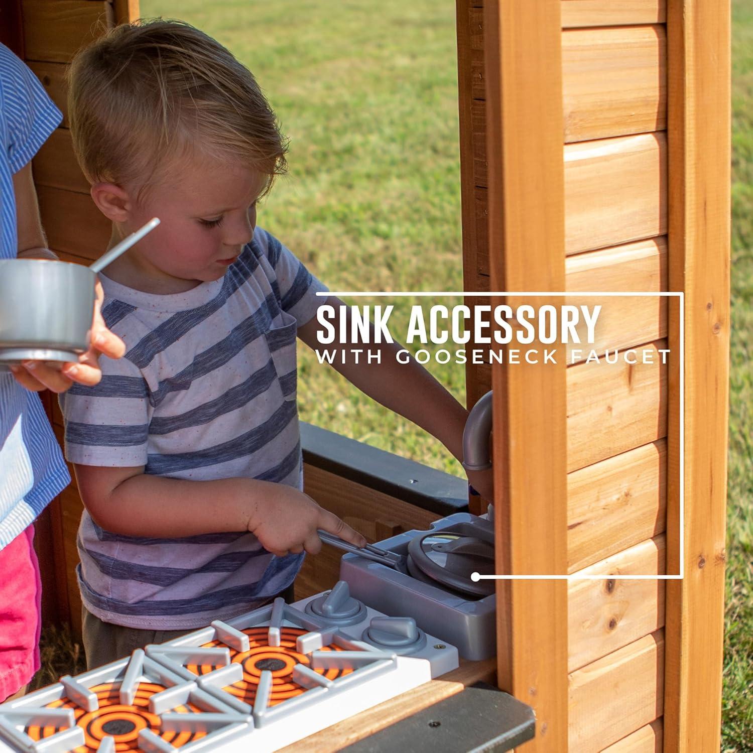 Sweetwater Cedar Wooden Playhouse with Black Roof