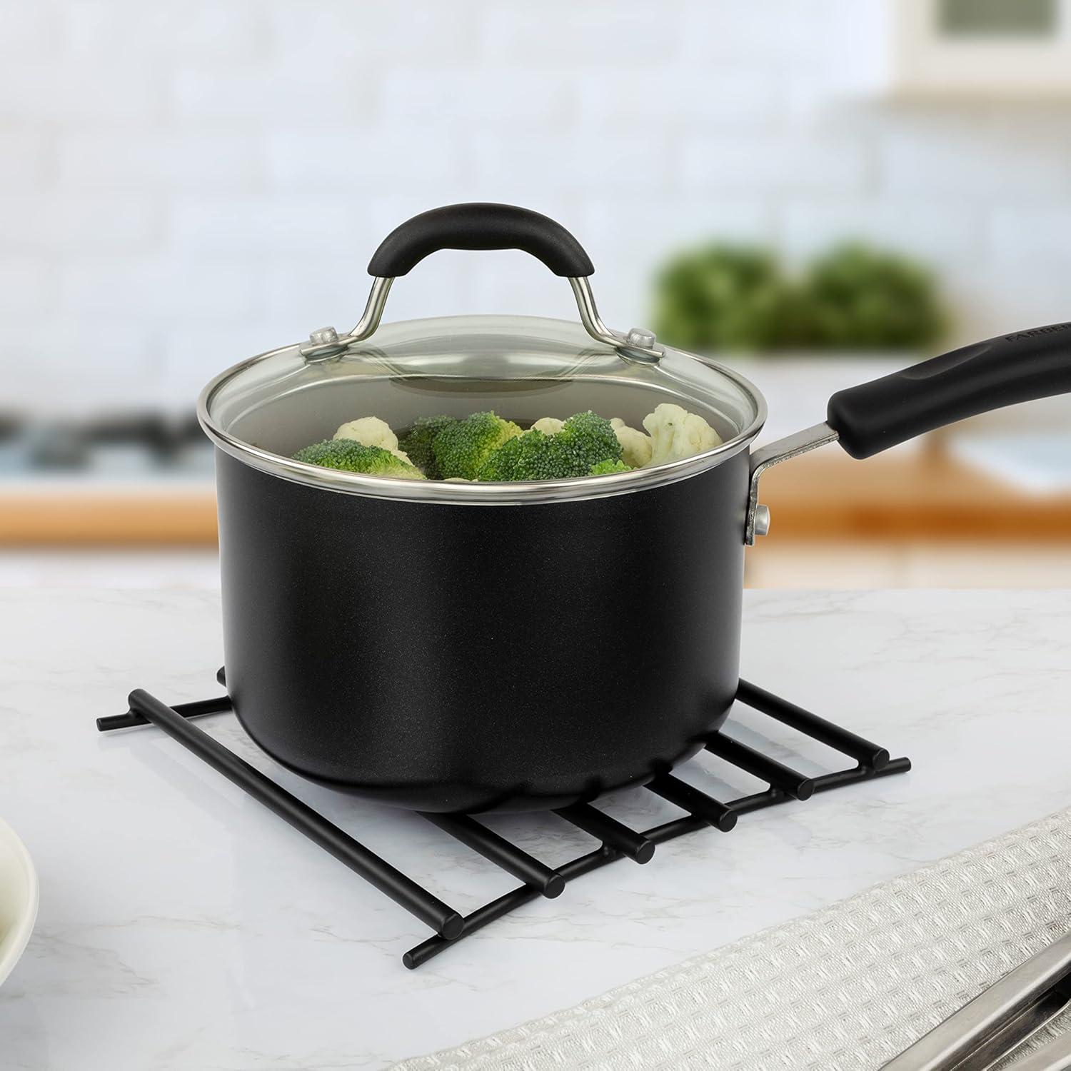 Black Steel Euro Trivet for Hot Dishes