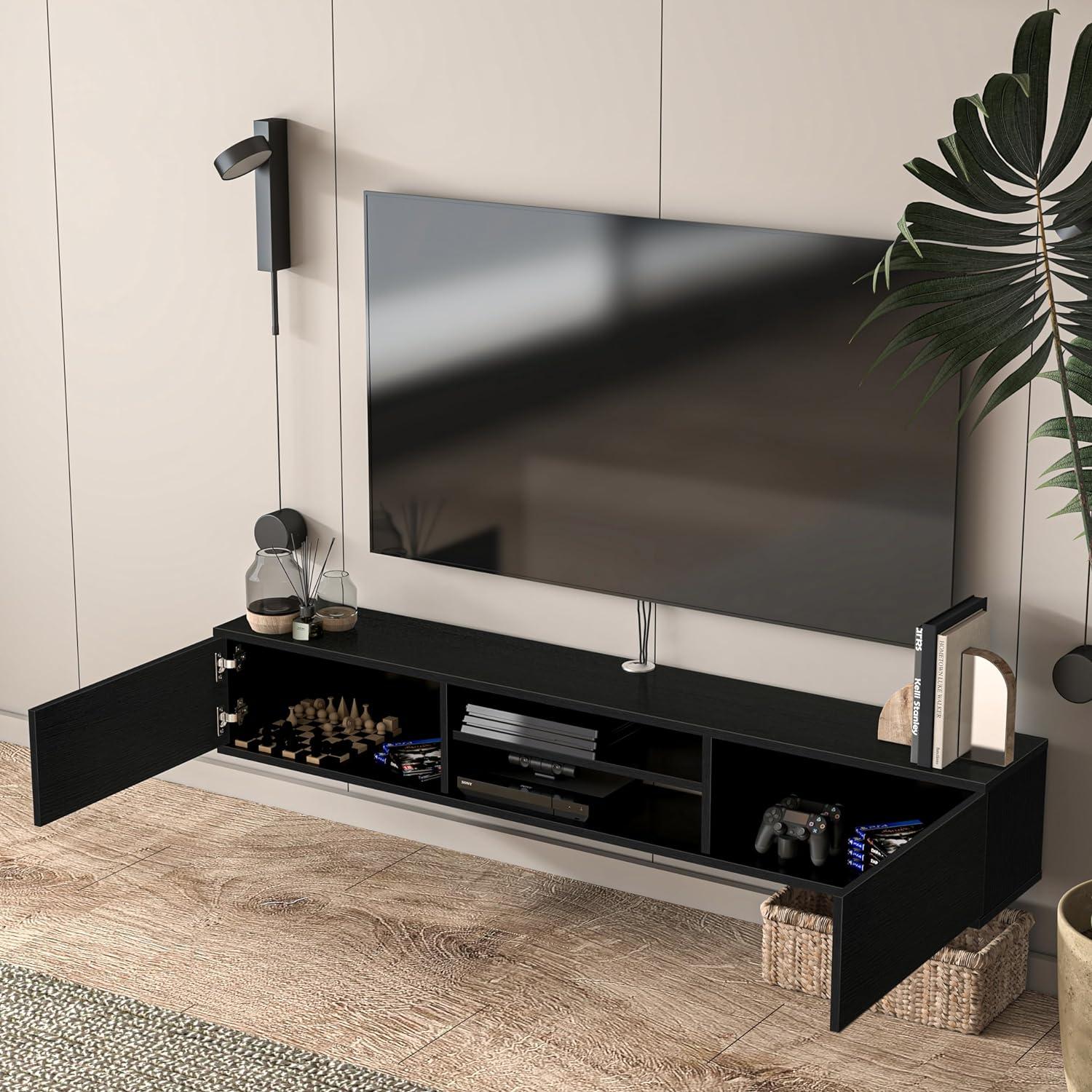 Atelier Mobili Floating TV Stand 70 Inch, Wall Mounted Entertainment Center